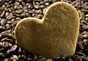 сердце, печенье, еда, зёрна, форма, Кофе