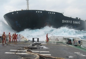 танкер, океан, шторм, корабль, палуба, волны, Море