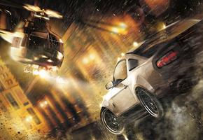 ford mustang shelby gt500, Need for speed the run, улица, вертолет, скорость