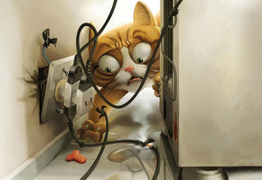 корм, кот, Рисунок, ток, глаза, розетка