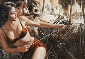 девушка, джунгли, Засада, амазонка