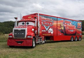 Mack, cars, красный, трейлер, тягач, pixar, truck, грузовик
