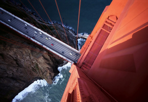 Вид, высота, автомобили, мост