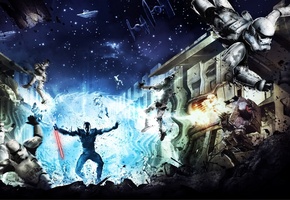 star destroyer, jedi, game wallpapers, the force unleashed, Star wars, clones