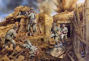 Немцы, пулемет, солдаты, засада, труп