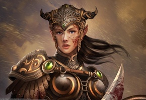 Eko puteh handriyanto, кровь, воин, девушка, рыцарь, эльф, доспехи