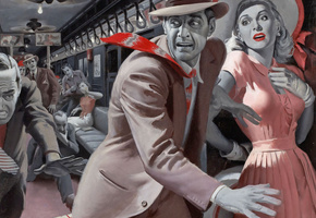 поезд, паника, девушка, Ретро