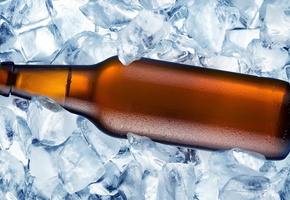 крышка, пробка, пиво, Фон, кусочки, лёд, бутылка, кубики