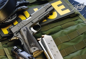 оружие, фонарик, police, Kimber, пистолет, магазины