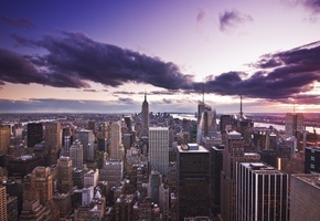дома, небоскрёбы, сумерки, Города, вечер