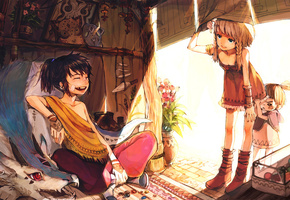 настроение, девочка, друзья, парень, Аниме