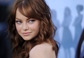 синий, губы, Эмма стоун, взгляд, актриса, голубой, глаза