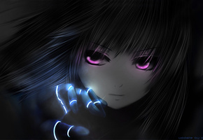 розовый, аниме, battle angel alita, чёрный, Глаза, девушка