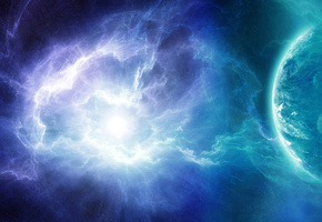 сияние, планета, Космос, взрыв