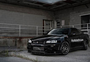 black, skyline, Nissan