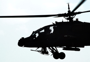 силуэт, Вертолет, пулемет