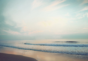 calm waves, волны, небо, море, океан, лето, облака, Пейзаж