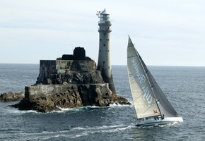 скала, маяк, фото, Море, вода, лодка, яхта, волны