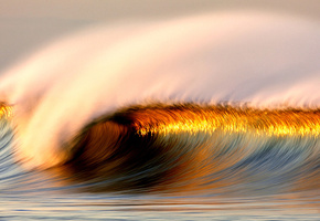 Океан, закат, отражение, прибой, вода, вечер, волна