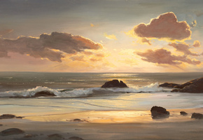 волны, океан, природа, Пейзажи, пляжи, песок, вода, море