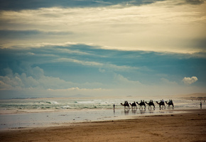 песок, тучи, берег, море, горизонт, Пейзаж, волны, небо