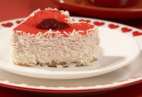 Еда, тортик, клубничный джем, сладкое, пирожное