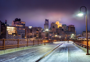 minnesota, skyline at night, миннесота, minneapolis, snow, winter, United states