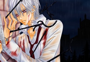 парень, оружие, пистолет, Kiryu zero, рыцарь-вампир, vampire knight