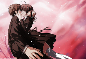 Аниме, любовь, поцелуй, обои