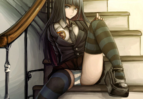 школа, школьница, Panty & stocking with garterbelt, лестница, девушка