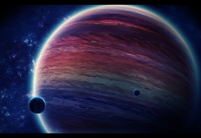 космос, луны, Газовый гигант, звезды, планета