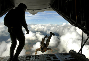 облака, Прыжок, самолет, высота