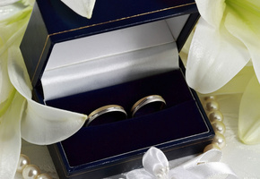 лепестки, цветы, украшения, Свадьба, коробочка, кольца