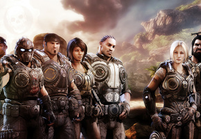clayton carmine, marcus fenix, damon baird, Gears of war 3, anya stroud, samantha byrne