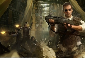 город, девушки, Арт, оружие, marek okon, мужчина, стрельба