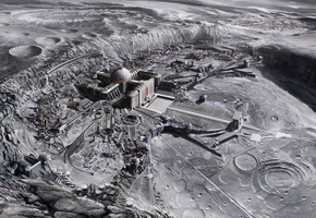 свастика, железное небо, город, фашисты, луна, Iron sky