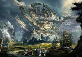 горы, Tera, online, сооружение, каменное, канаты, гигантское