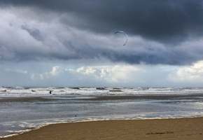 море, волны, Кайт-серфинг, небо