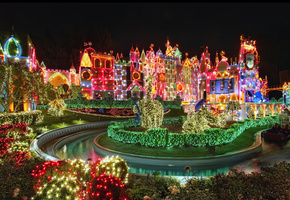 christmas, ярко, праздник, Disneyland, весело, красиво, небо