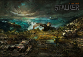 небо, солдаты, корабль, Stalker, шторм, самолет, море