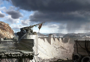 пушка, New.vegas, флаг, fallout
