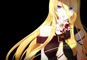 цветок, vocaloid, Kagamine rin, девушка, кровь, лилия
