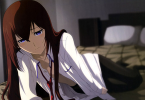 девушка, врата штайнера, постель, ринтаро окабэ, Steins gate