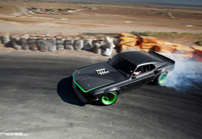 rtr-x, mustang, drift, black, дым, Ford