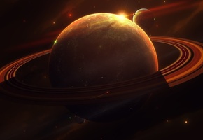 спутники, Планеты, кольца, бесконечность, свет, луны