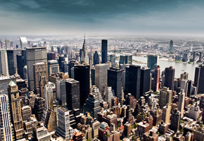 высота, небоскребы, здания, небо, Нью-йорк, мегаполис