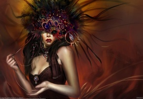 девушка, маска, Sida chen