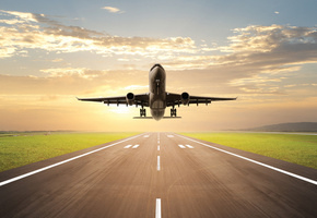 небо, взлёт, Самолёт, дорога