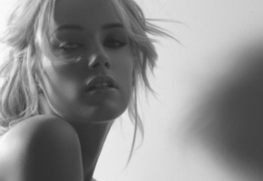 взгляд, фото, amber heard, блондинка, Черно-белое, эмбер хёрд