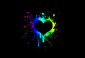 краски, сердце, Сердечко, чёрный